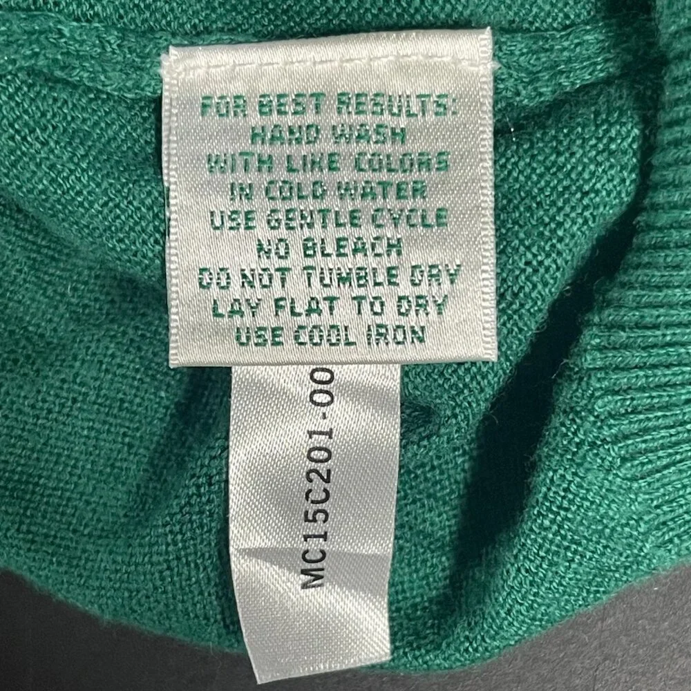Masters Collection Green V-Neck Sweater Medium Cotton Cashmere Blend - Picture 5 of 5